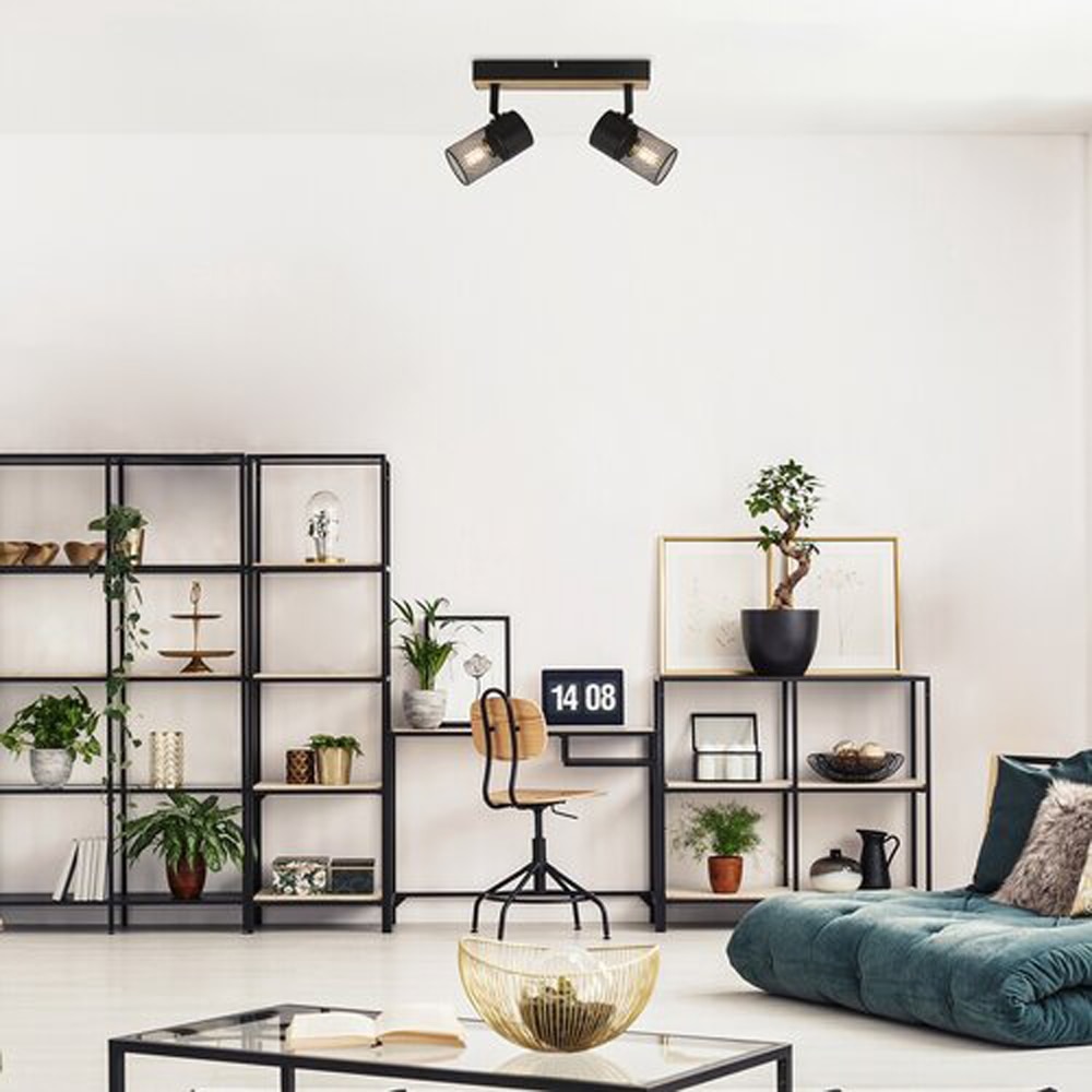 Plafoniera RABALUX Metta, E14, 2x40W, IP20, negru