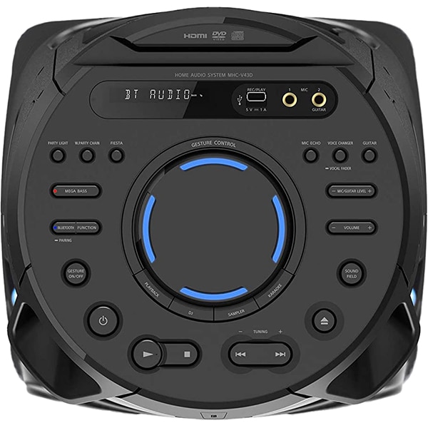 Sistem audio SONY MHC-V43D, Bluetooth, LDAC, Jet bass booster Mod fiesta, FM, Party music, negru