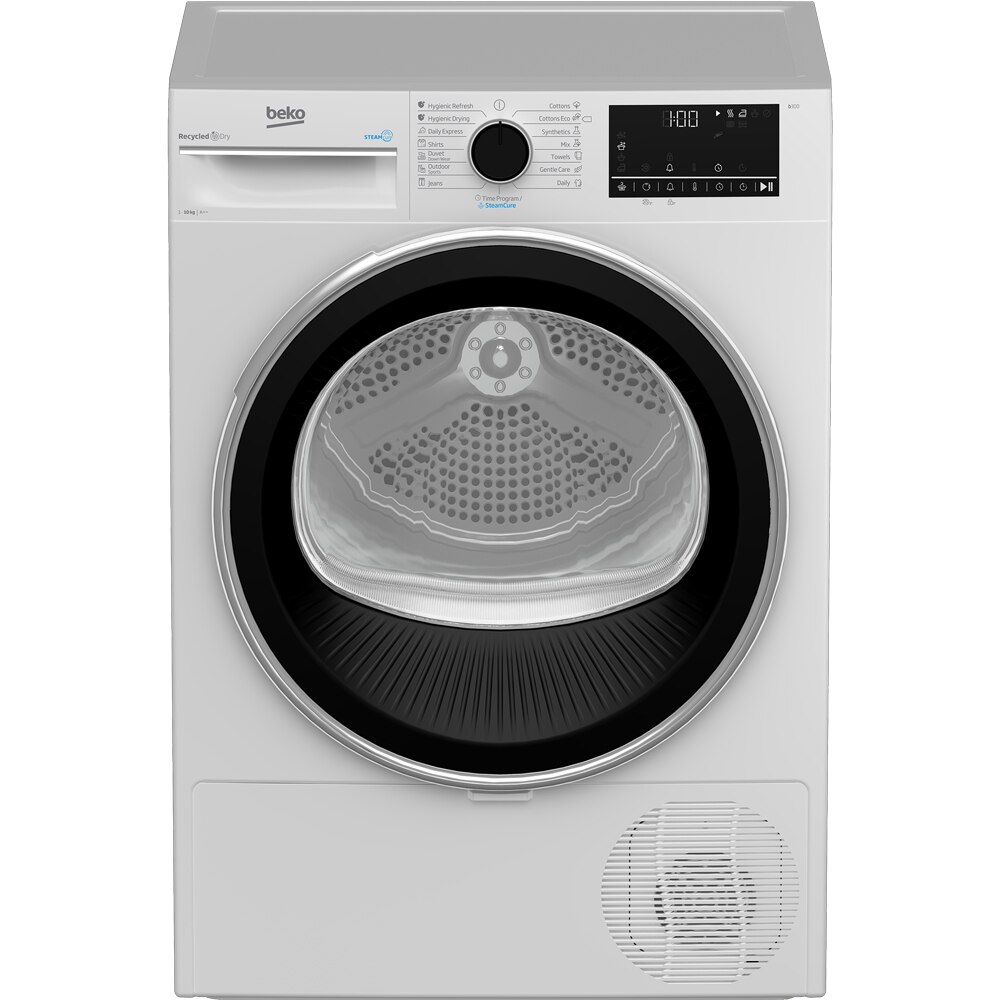 Uscator de rufe BEKO B3T60230, Pompa de caldura, 10 kg, 15 programe, Clasa E, alb
