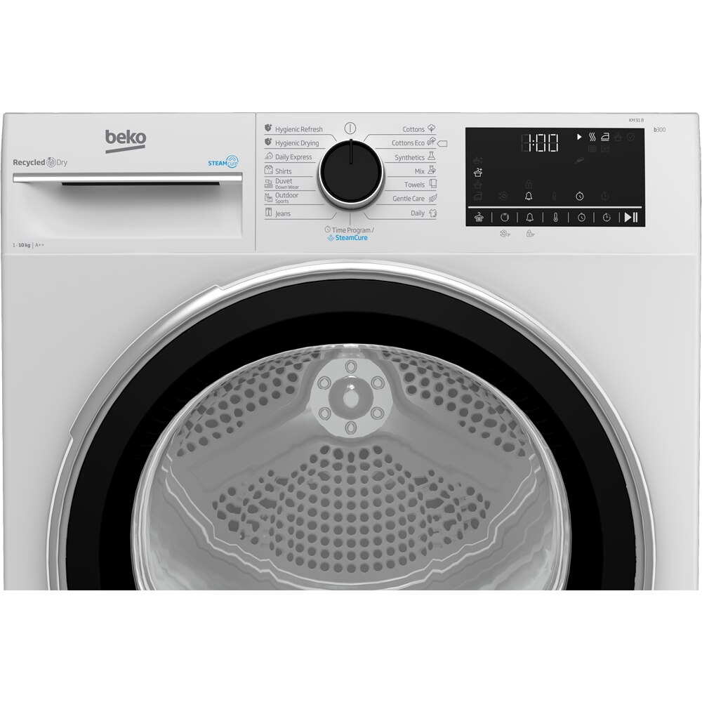 Uscator de rufe BEKO B3T60230, Pompa de caldura, 10 kg, 15 programe, Clasa E, alb