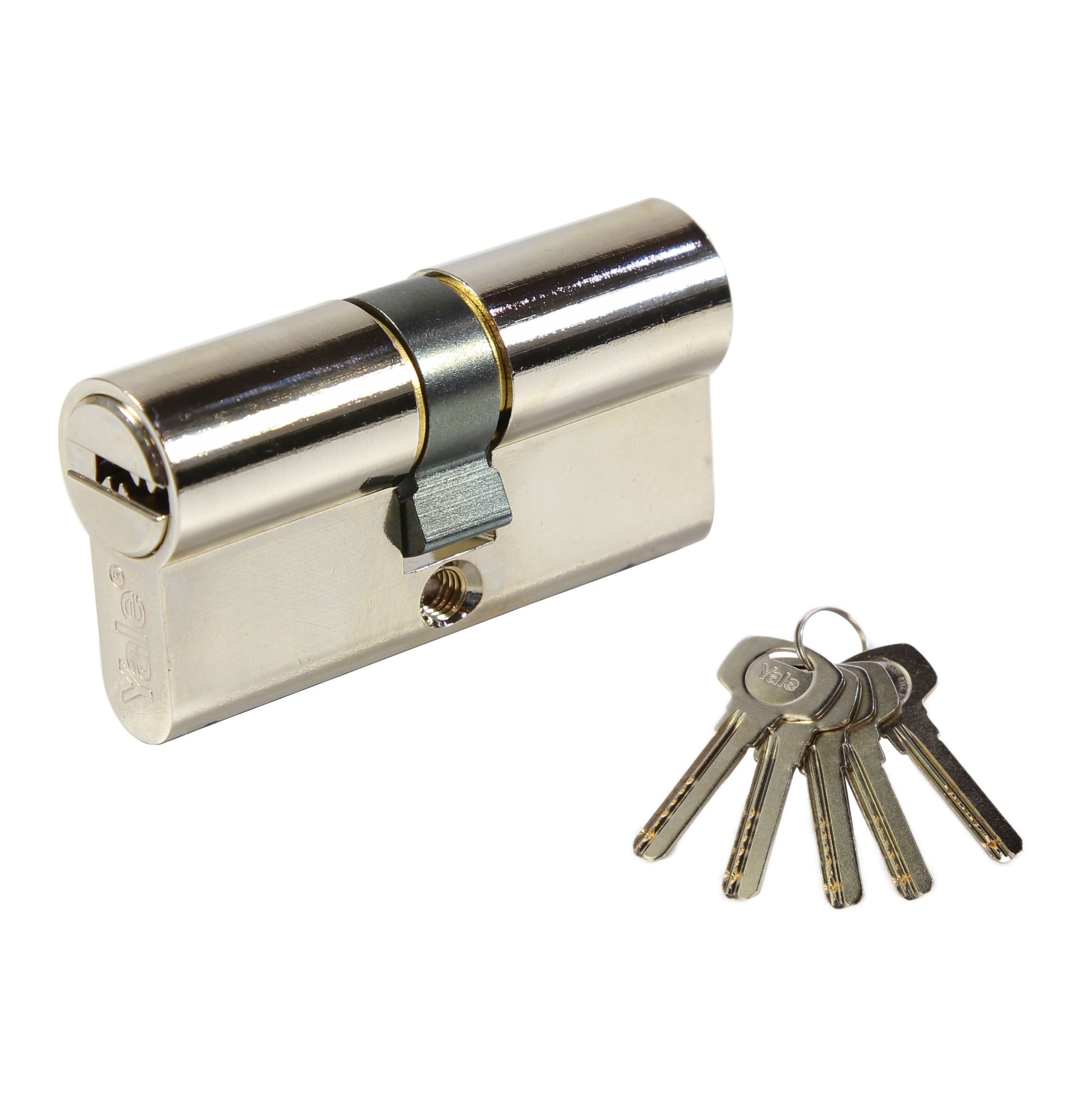 Cilindru siguranta, 30 x 30 mm, alama, finisaj nichel, 5 chei cu amprenta  Yale
