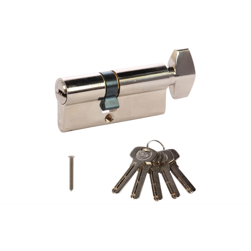 Cilindru de siguranta YALE CA, 30 x 30 mm, nichel, CU BUTON 5 chei