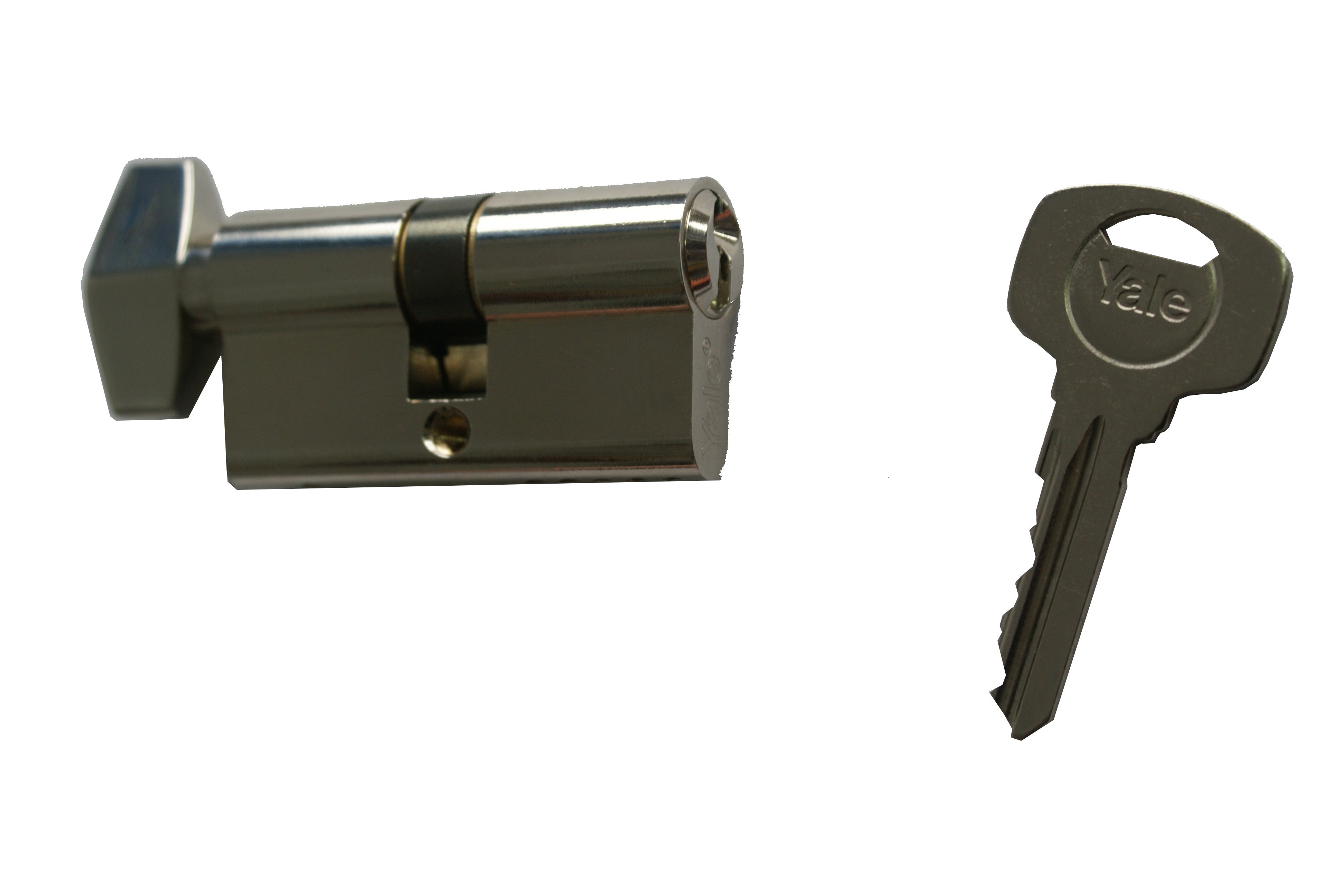 Cilindru siguranta cu buton, alama, 30 x 30 mm, 3 chei, 5 pini  Yale