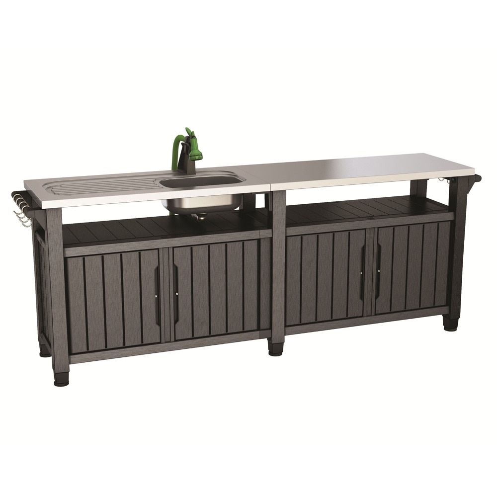 Mini bar gradina KETER Unity Chef, polipropilena, 49.5 x 49.5 x 57-84.5 cm, gri-alb