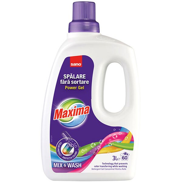 Detergent lichid SANO Maxima Power Gel Mix & Wash, 3 l, 60 spalari