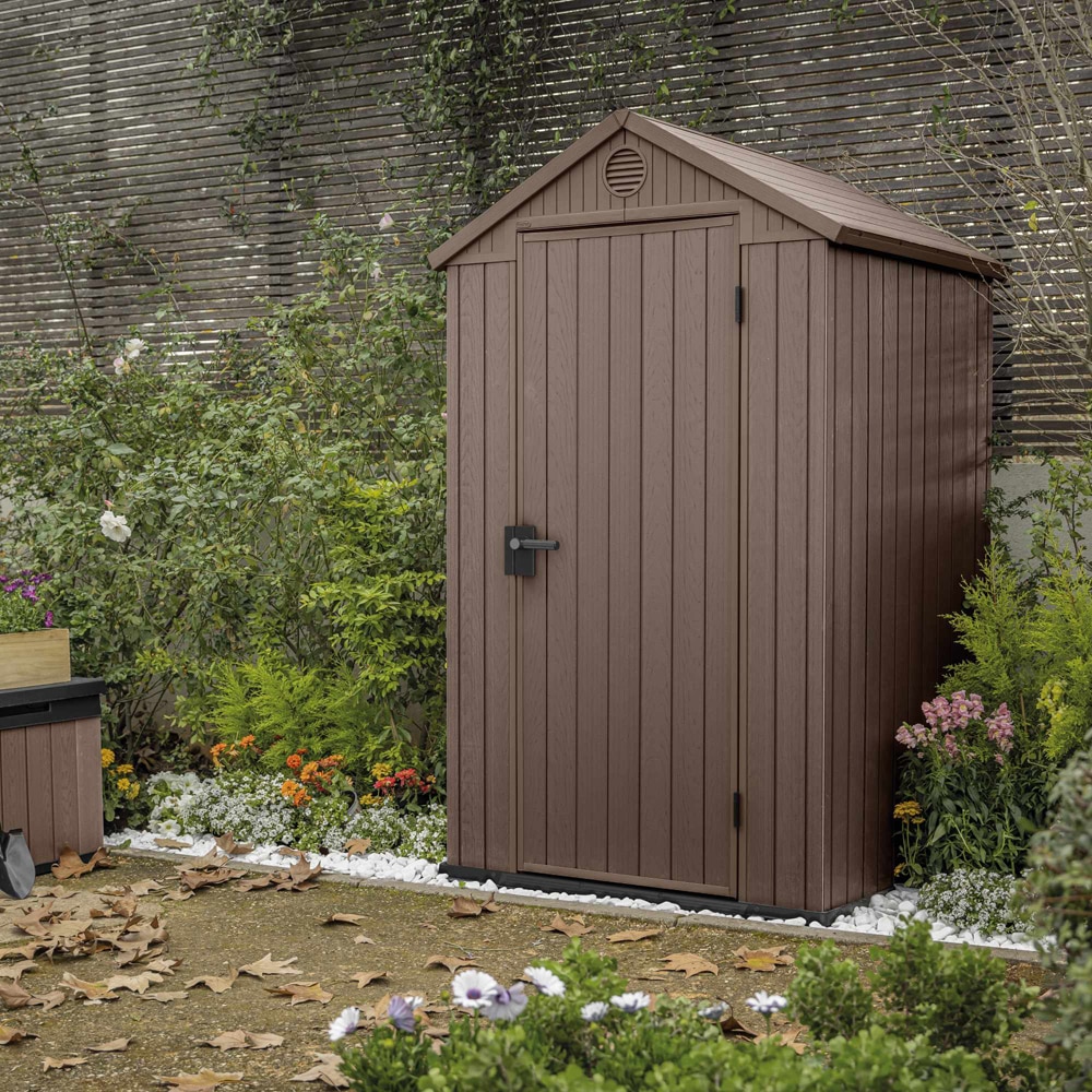 Casuta de gradina KETER Darwin 4x4, plastic, 125.8 x 116.4 x 205 cm, maro