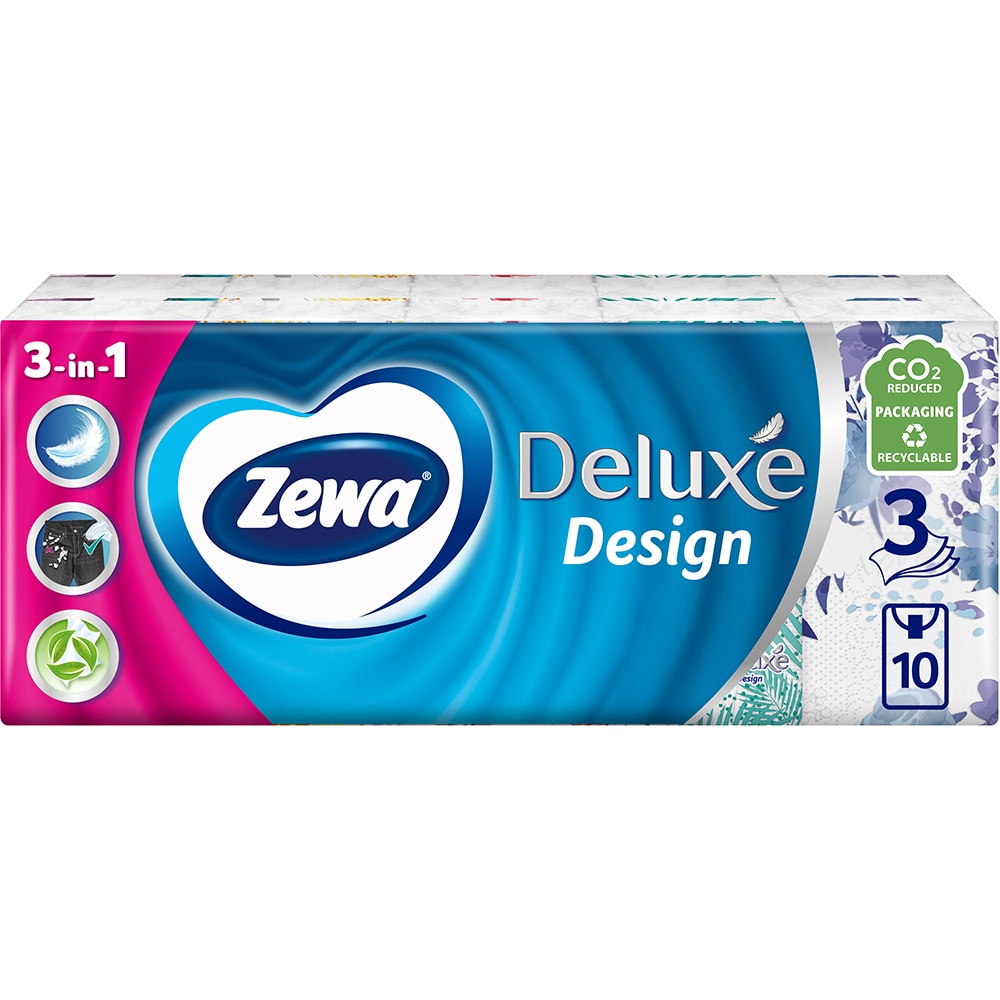 Servetele nazale ZEWA Deluxe Design, 3 straturi, 10 pachete