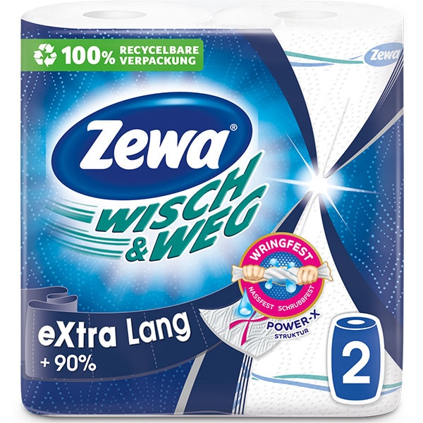 Prosoape de hartie ZEWA Wisch&Weg Original Extra Long, 2 straturi, 2 role, 86 foi