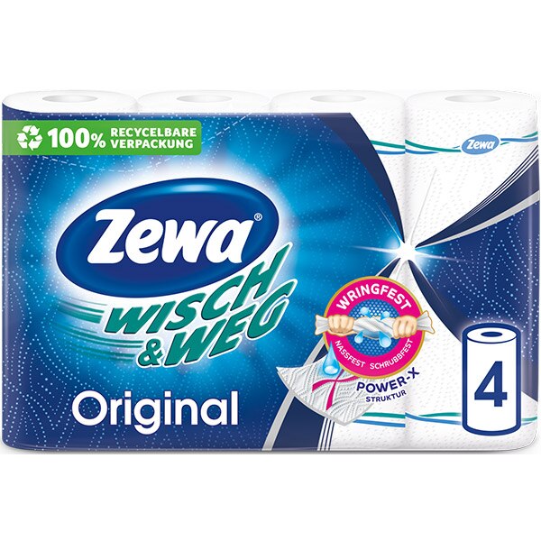 Prosoape de hartie ZEWA Wisch&Weg Original, 2 straturi, 4 role, 45 foi