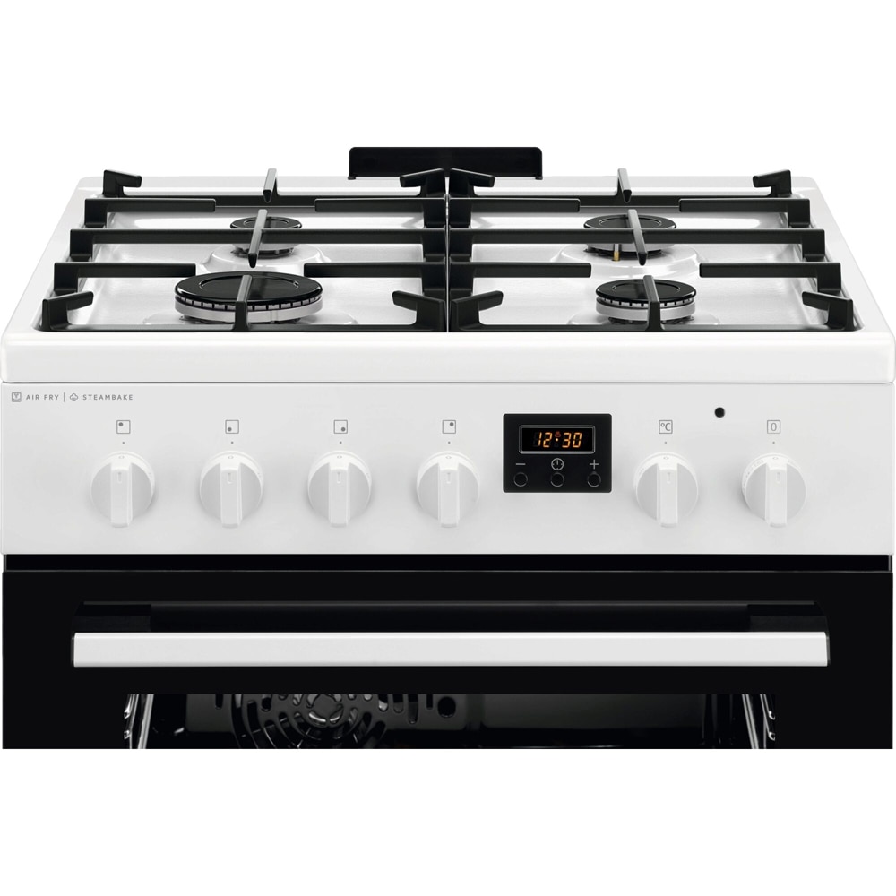 Aragaz ELECTROLUX LKK660220W, SteamBake, 4 arzatoare, Gaz + Electric, L 60 cm, Grill, alb