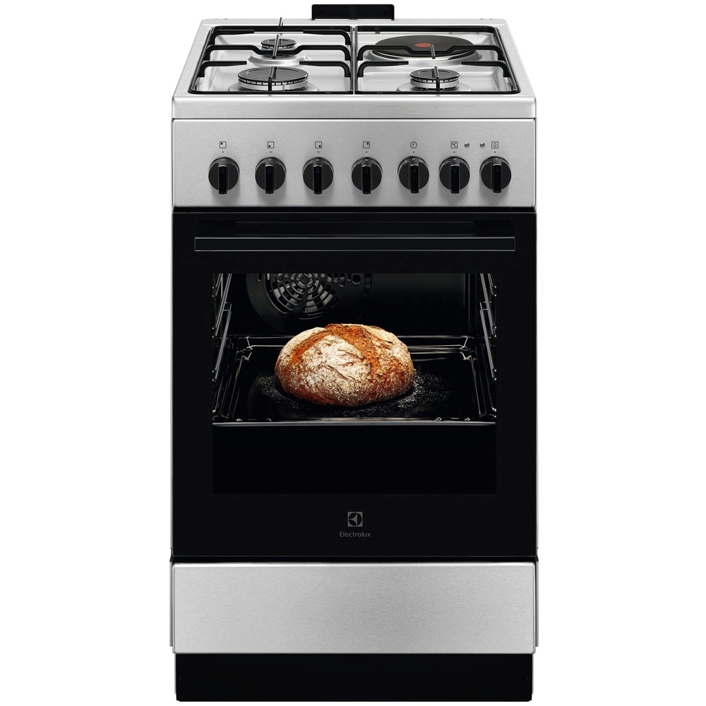 Aragaz ELECTROLUX LKM520011X, 4 arzatoare, Gaz + Electric, L 50 cm, Grill, inox