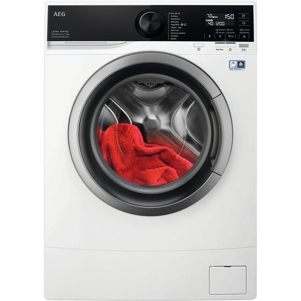 Masina de spalat rufe frontala slim AEG LSR6E27SE, 7 kg, 1200rpm, Clasa B, alb