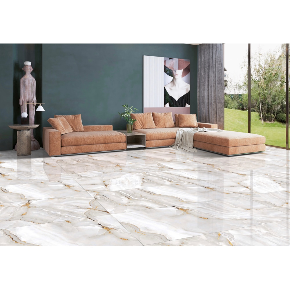 Gresie interior/exterior Lux Mirage, alb lucios, 60 x 120 cm, 9 mm, 1.44 m2/cutie