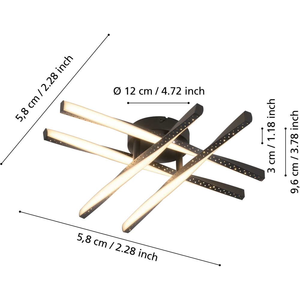 Plafoniera EGLO Adeje, LED, 19W, 2600lm, 3000K, negru