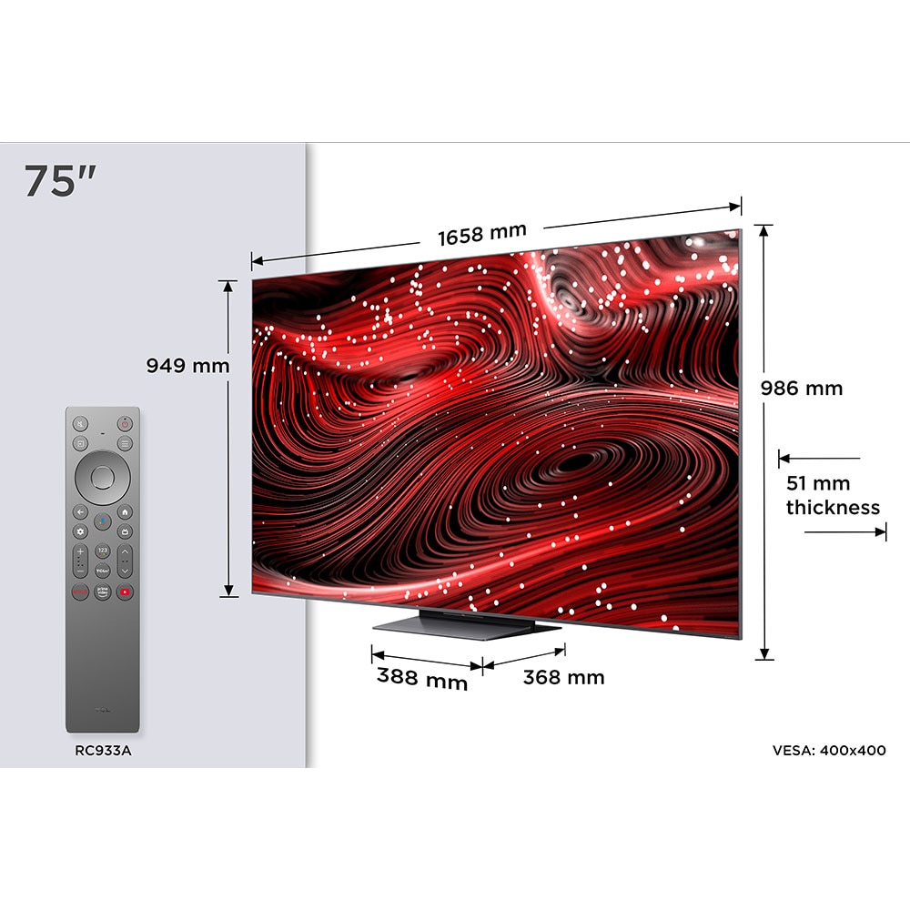 Televizor Mini LED Smart TCL 75C89K, Ultra HD 4K, 189cm