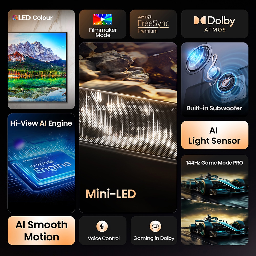 Televizor Mini-LED ULED  Smart HISENSE 75E8Q, Ultra HD 4K,189cm