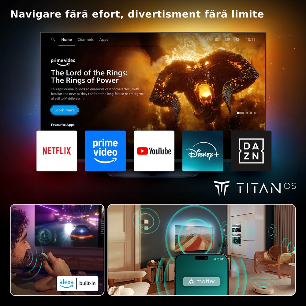 Televizor QLED Smart PHILIPS 75PUS9010, Ultra HD 4K, HDR10+, 189cm