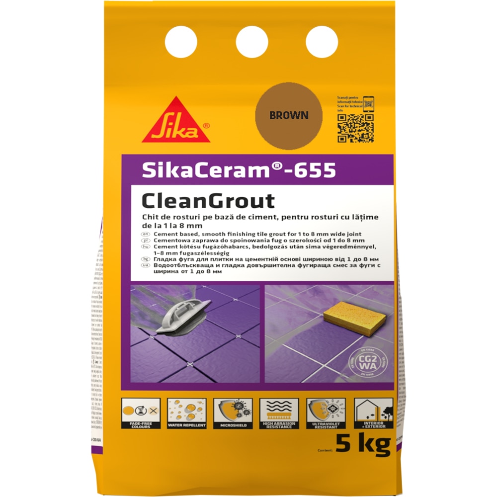 Chit de rosturi gresie si faianta Sika Ceram Clean Grout 655, brown, 5kg