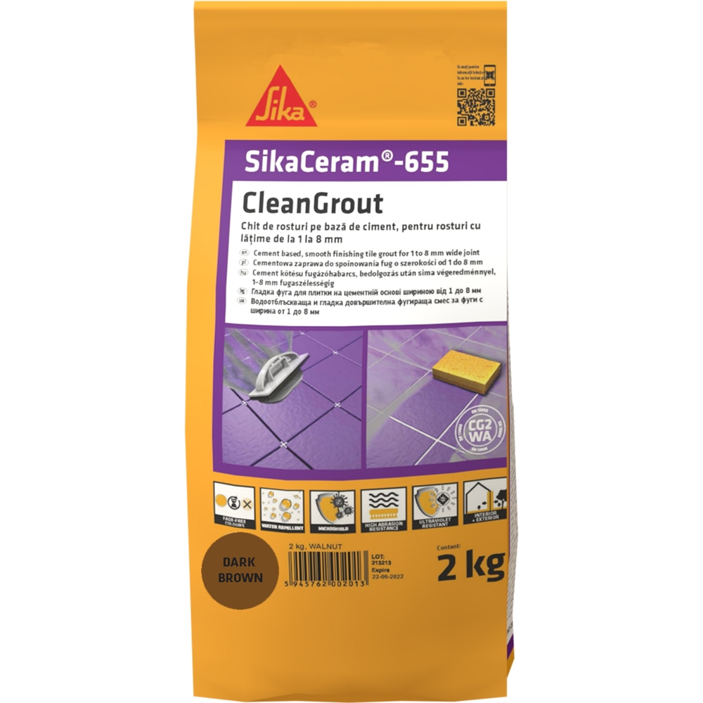 Chit de rosturi gresie si faianta Sika Ceram Clean Grout 655, dark brown, 2kg