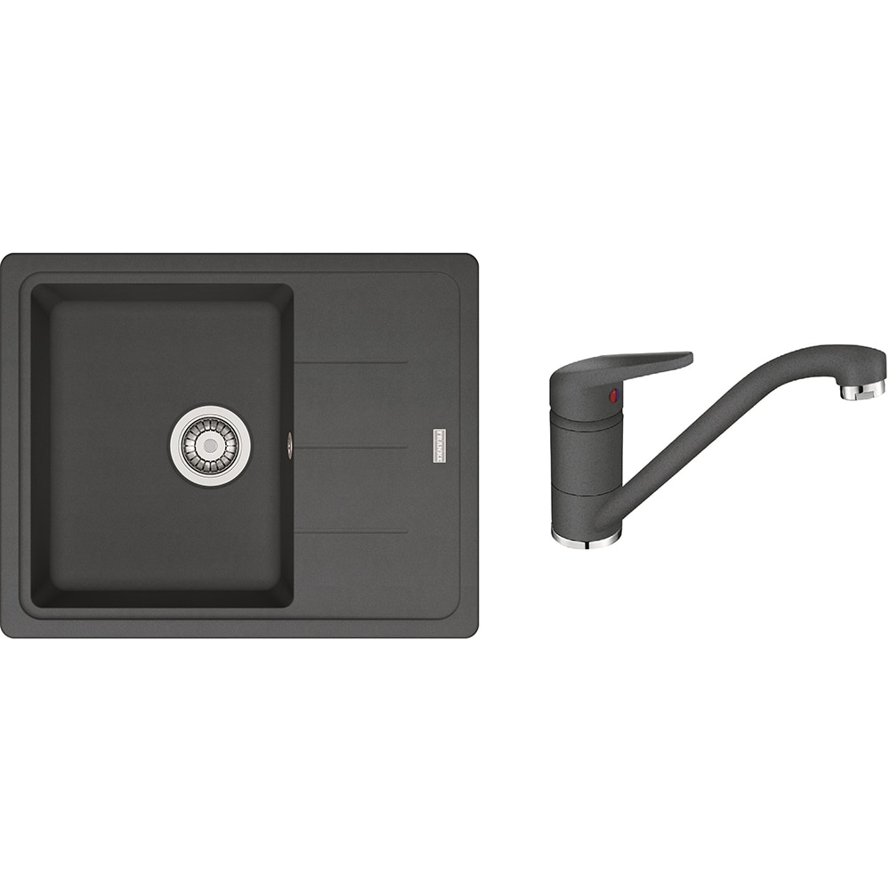 Pachet chiuveta FRANKE BFG 611-62, 1 cuva, picurator reversibil, compozit granit + baterie Novara Plus, grafit