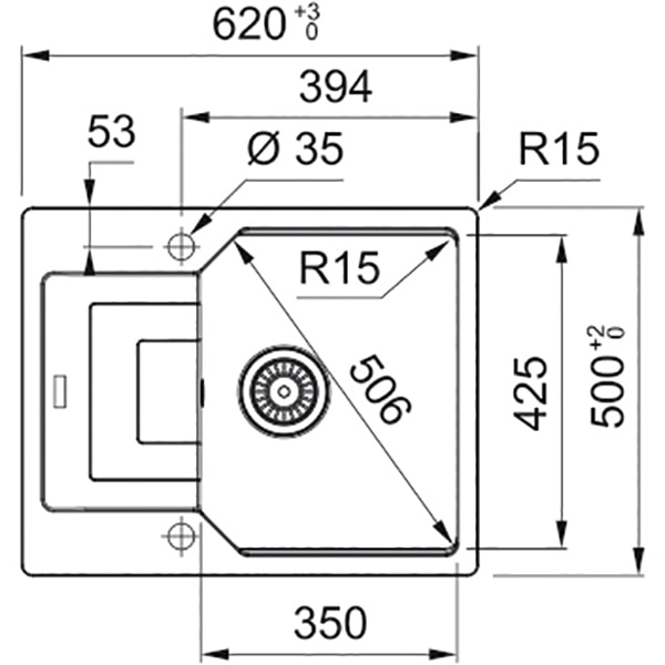 Chiuveta bucatarie FRANKE UBG Urban 611-62, 1 cuva, picurator reversibil, compozit granit, negru