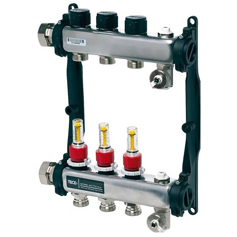 Distribuitor incalzire pardoseala cu debitmetre TECEFLOOR SLQ, 3 cai, otel