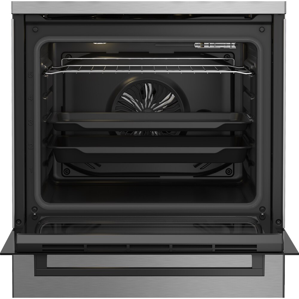 Aragaz BEKO FBSE62120XD, 4 arzatoare, Gaz + Electric, L 60 cm, Grill, argintiu