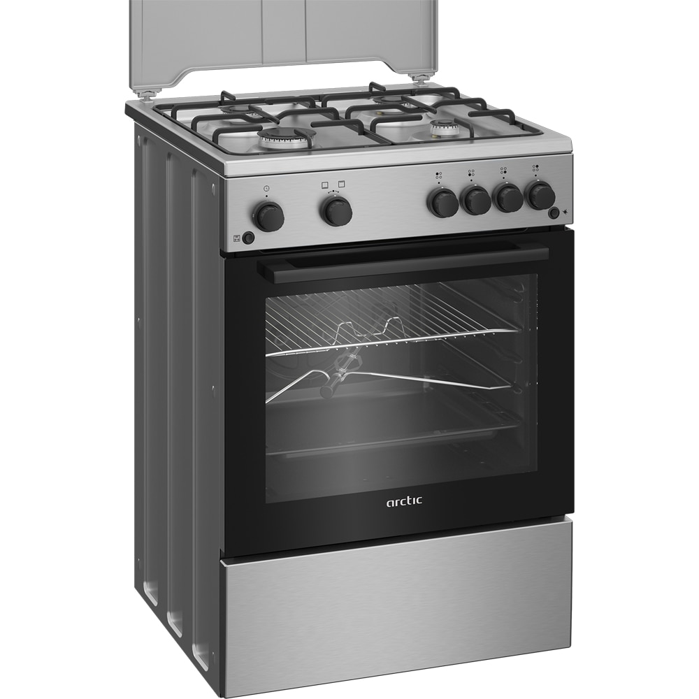 Aragaz ARCTIC ABGG6611DTTLX, 4 arzatoare, Gaz, L 60 cm, Grill, Rotisor, inox
