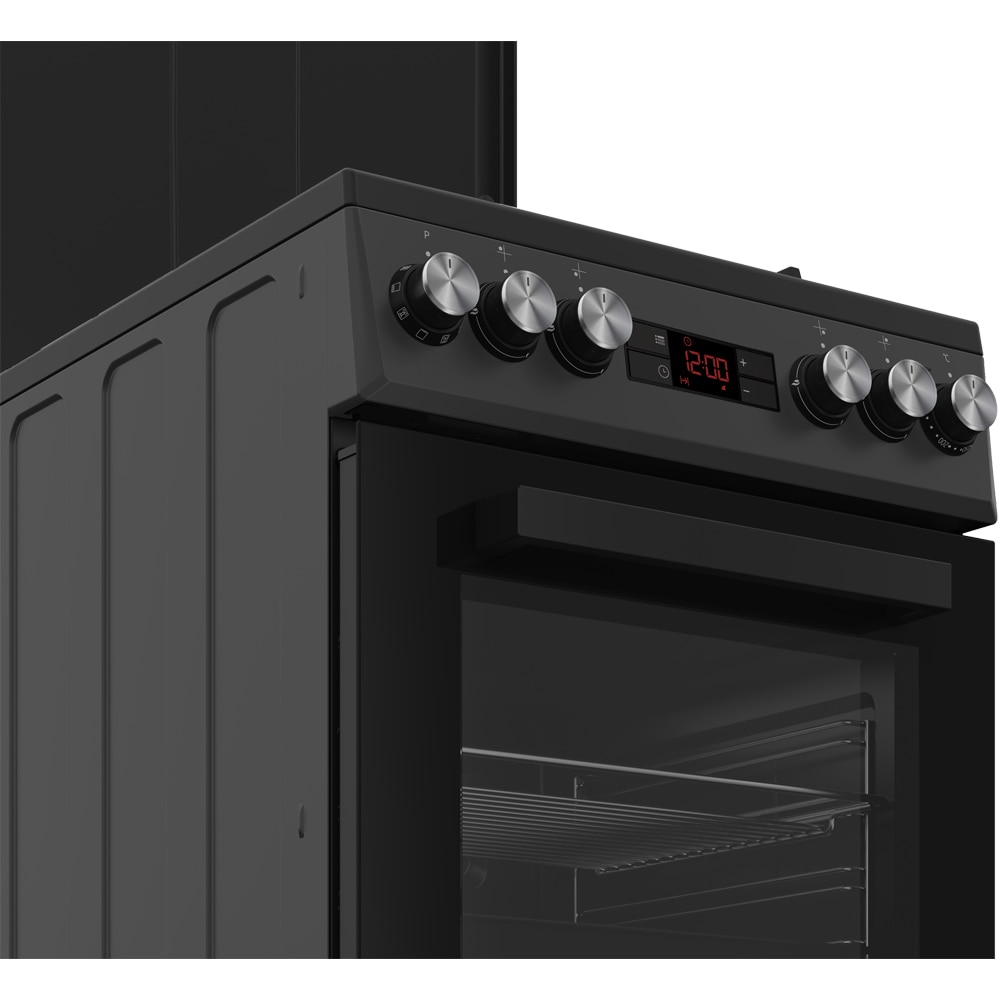 Aragaz BEKO FSM52330DAON, 4 arzatoare, Gaz + Electric, L 50 cm, Grill, antracit