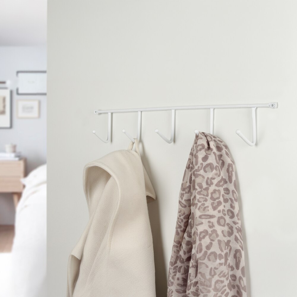 Cuier de perete REUNION INDUSTRIAL 7-C1030.5.17, 5 agatatoare, otel, alb