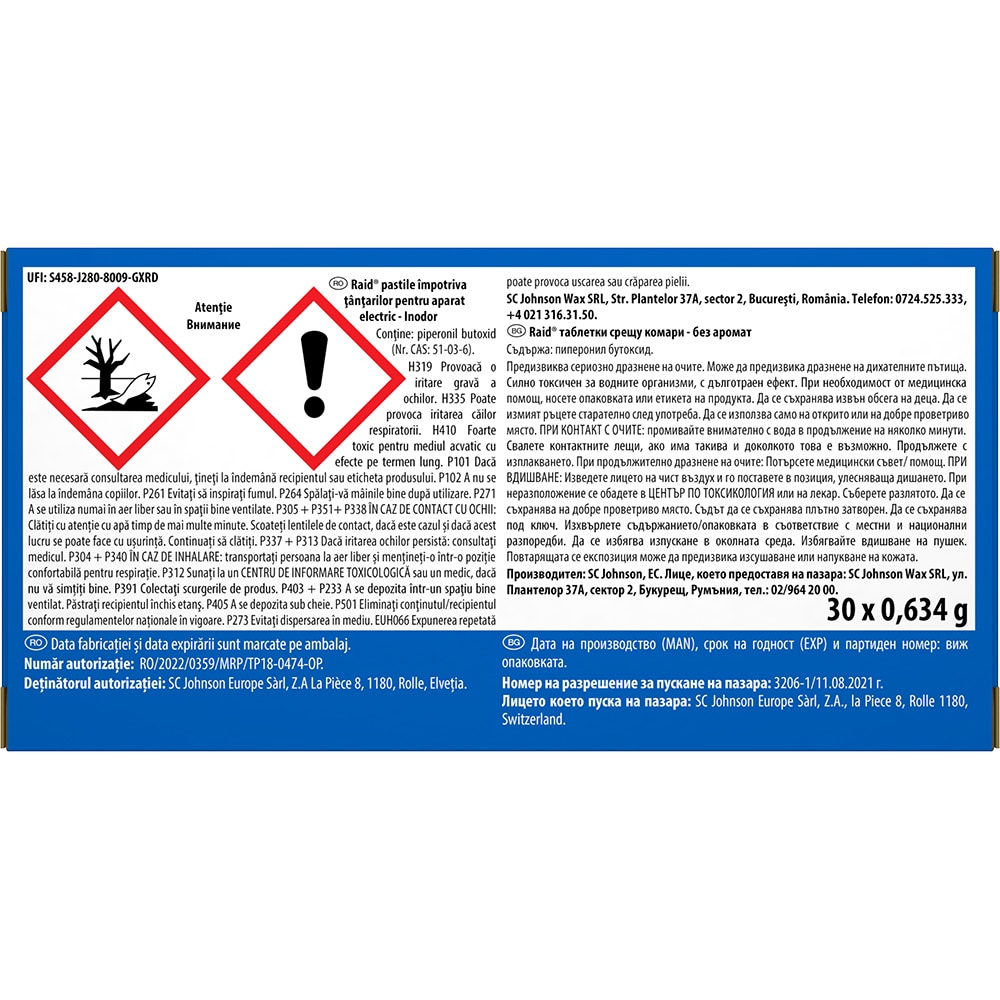 Pastile anti-tantari RAID, 30 buc