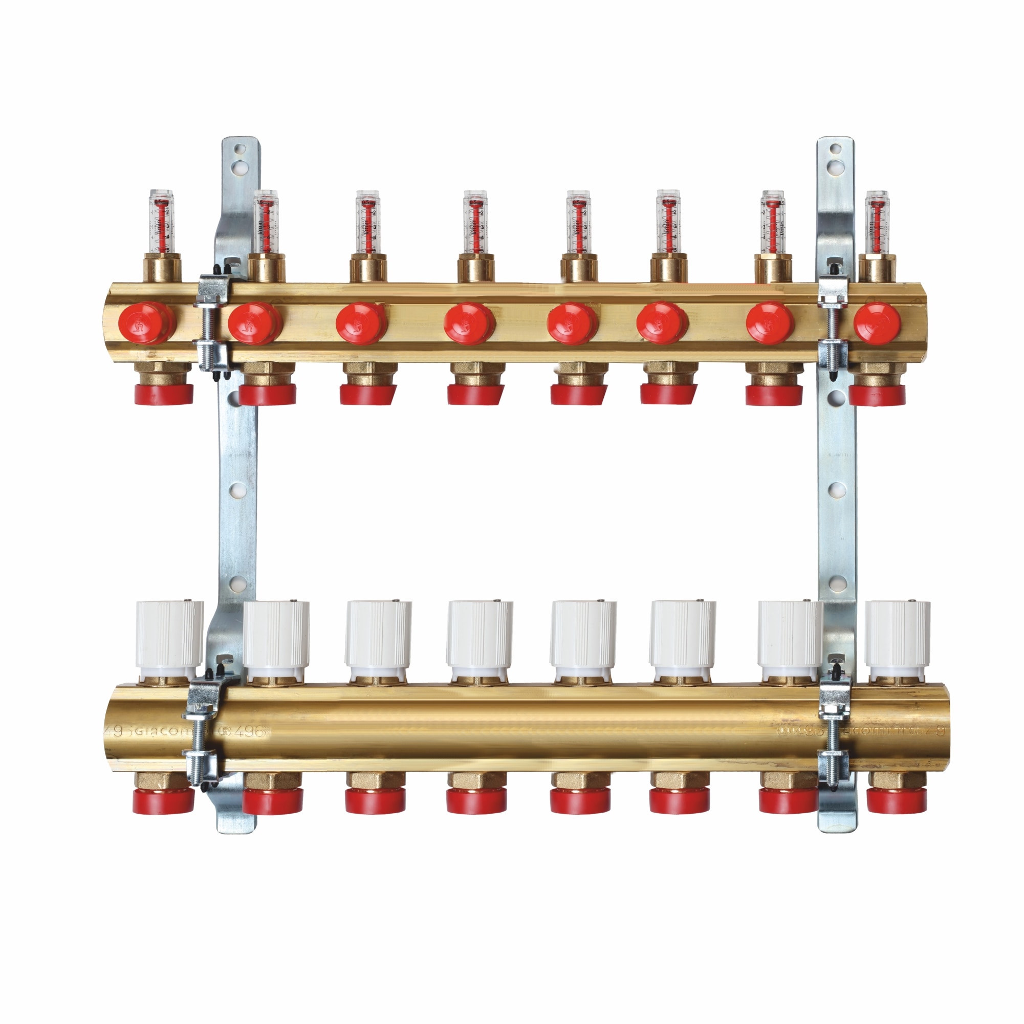 Kit distribuitor incalzire pardoseala Giacomini, 1 x 3/4 Euroconex, 8 circuite