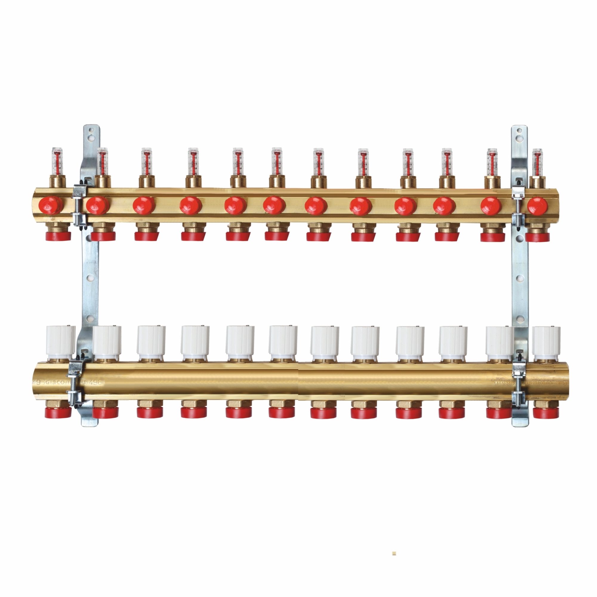 Kit distribuitor incalzire pardoseala Giacomini, 1 x 3/4 Euroconex, 12 circuite