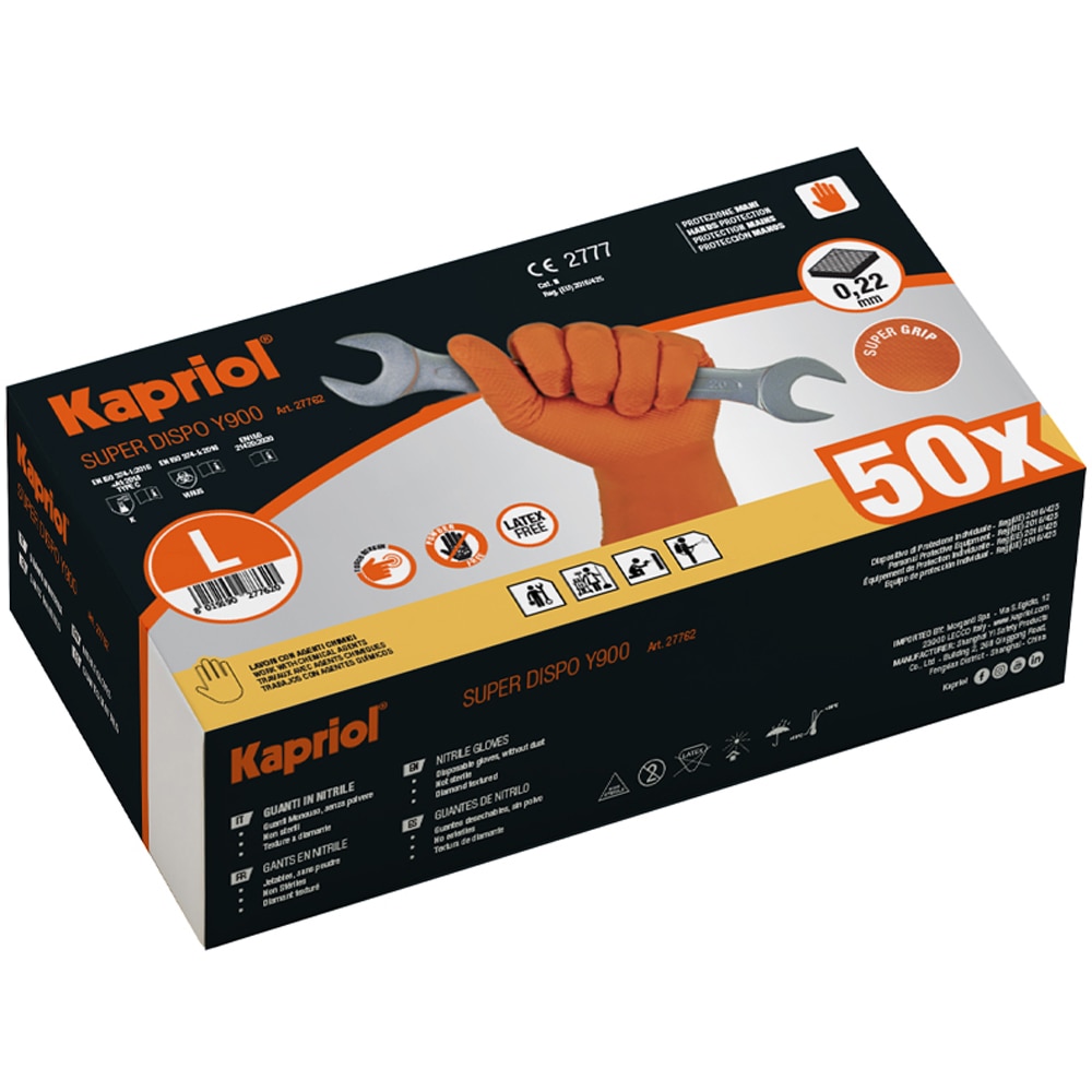Manusi de protectie KAPRIOL 27762, marimea L, 50 bucati, portocaliu