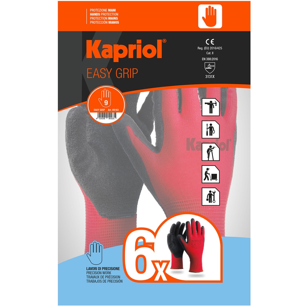 Manusi de protectie KAPRIOL 89164, marimea 10, 6 bucati, rosu