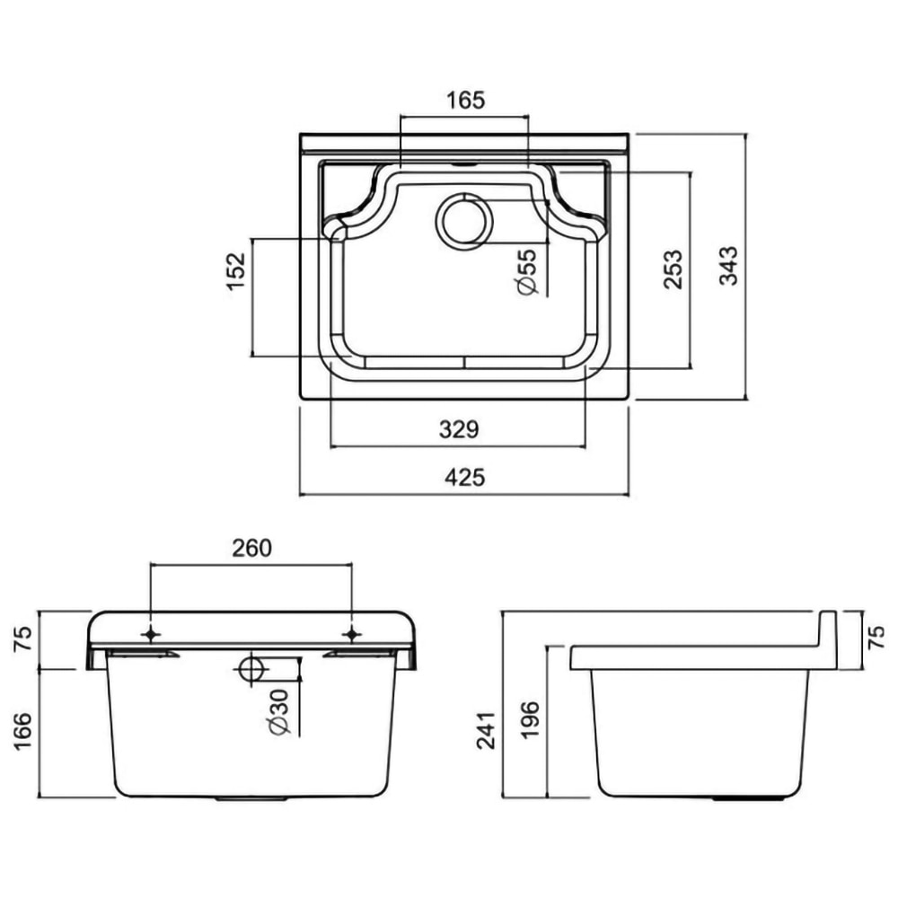 Lavoar baie EUROCIERE Pilozzo, montare pe perete, polipropilena, 42.5 cm, alb
