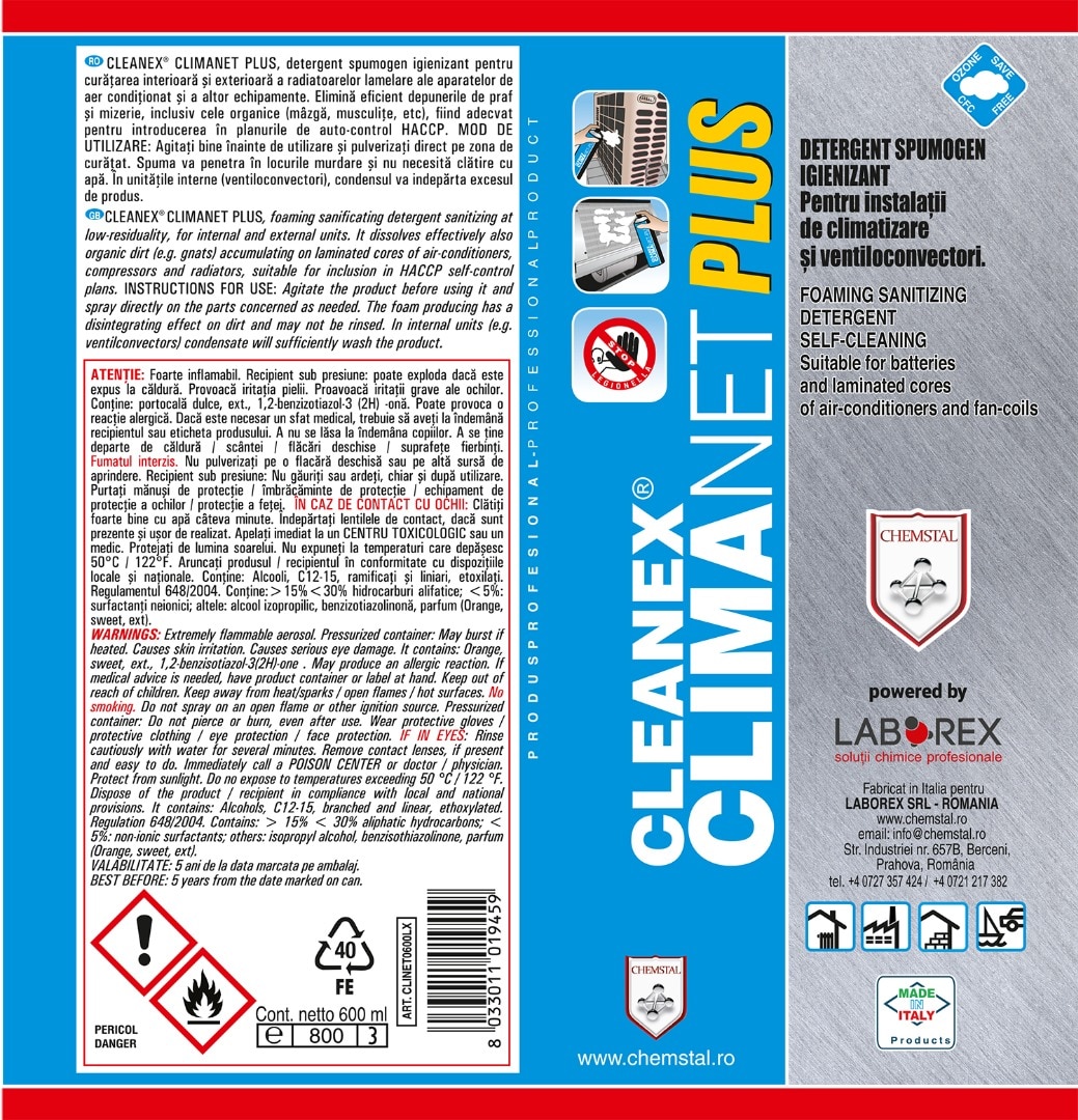 Spray spuma curatare aparate aer conditionat Climanet Plus, 600 ml
