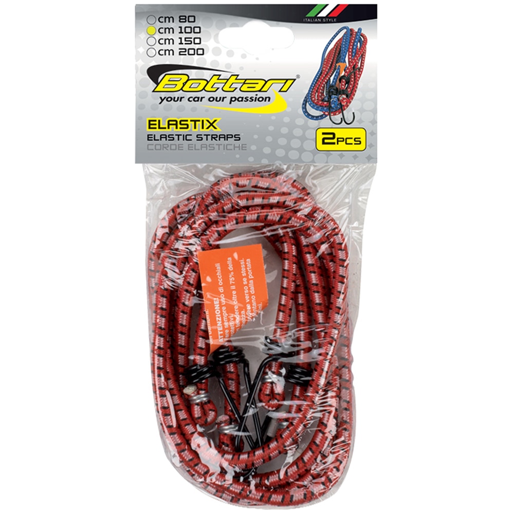 Chinga elastica BOTTARI, 8mm x 100cm, 2 buc, rosu