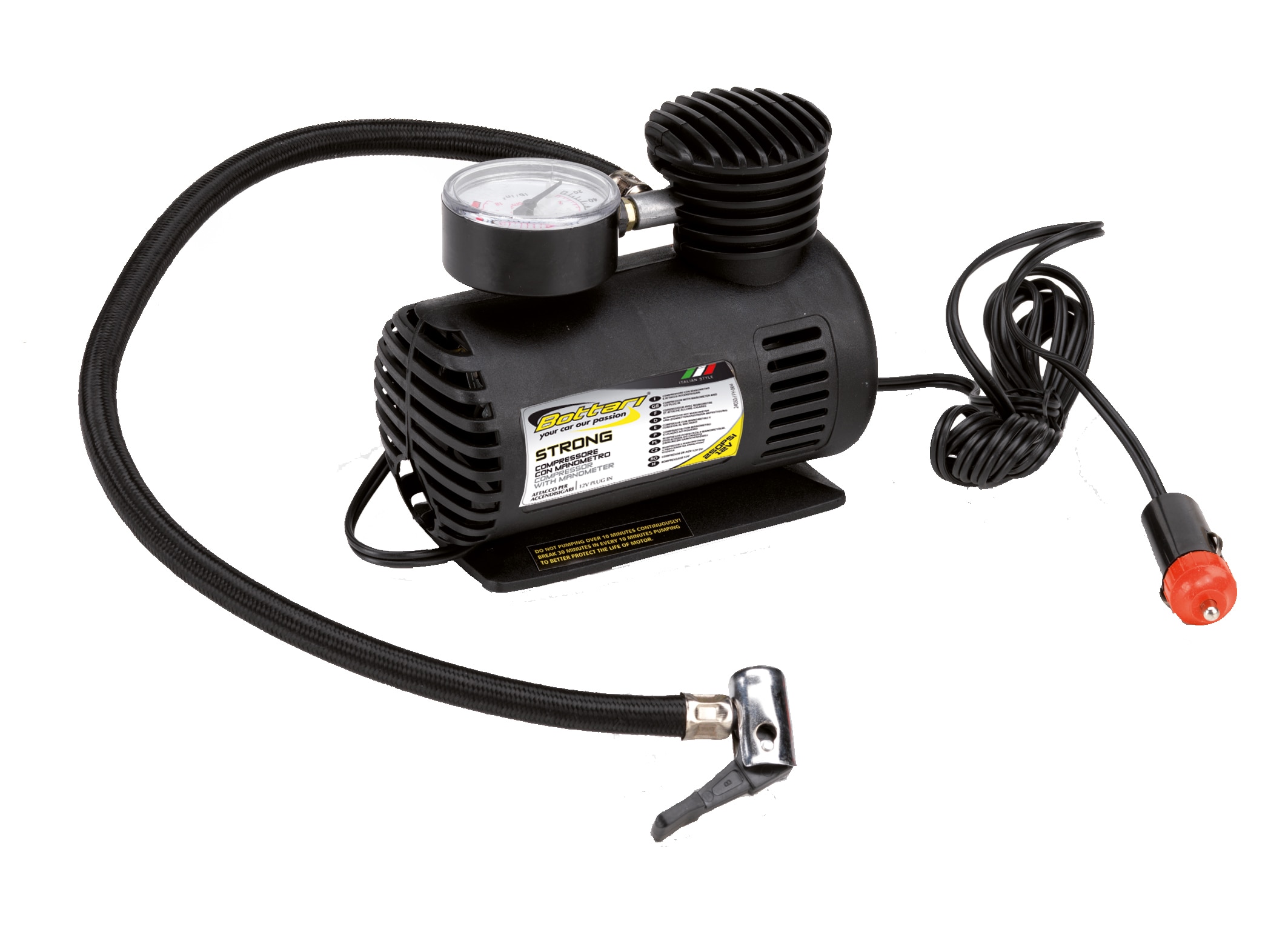 Compresor auto cu manometru BOTTARI Strong, 12V, 250psi