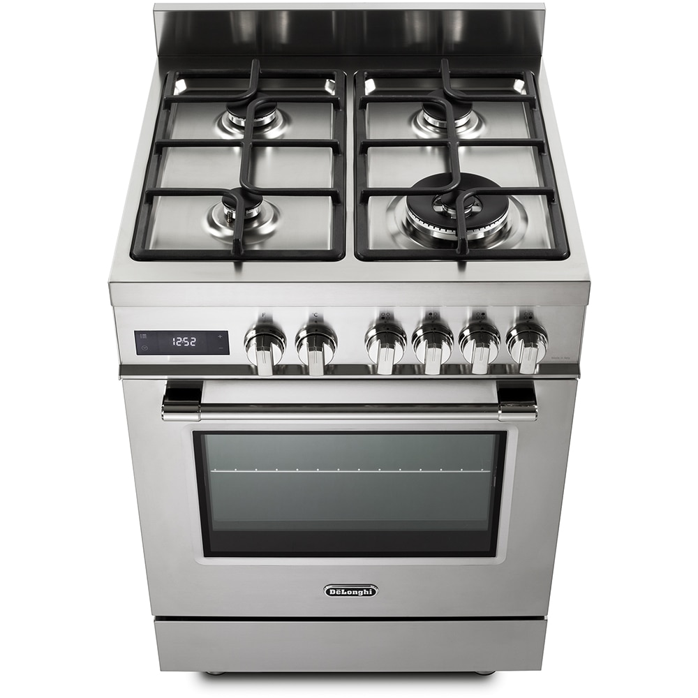 Aragaz profesional DELONGHI PRO 66 MXL PZ RO, 4 arzatoare, Gaz + Electric, L 60 cm, Grill, inox
