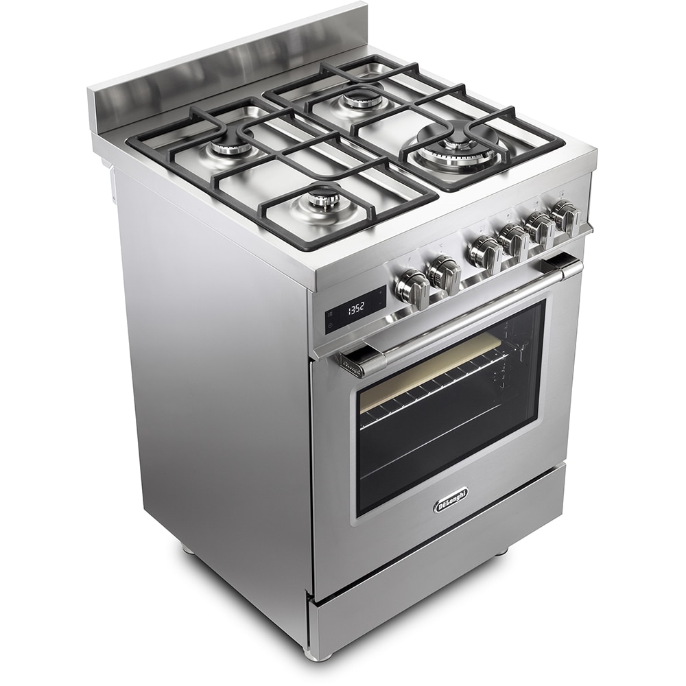 Aragaz profesional DELONGHI PRO 66 MXL PZ RO, 4 arzatoare, Gaz + Electric, L 60 cm, Grill, inox