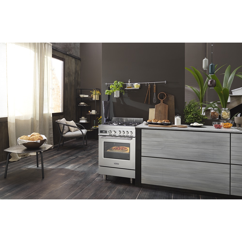 Aragaz profesional DELONGHI PRO 66 MXL PZ RO, 4 arzatoare, Gaz + Electric, L 60 cm, Grill, inox