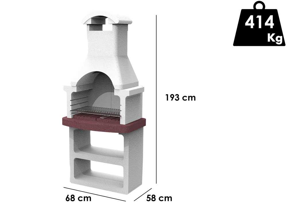Gratar ciment refractar, gri, 68 x 58 x 139 cm • Cola