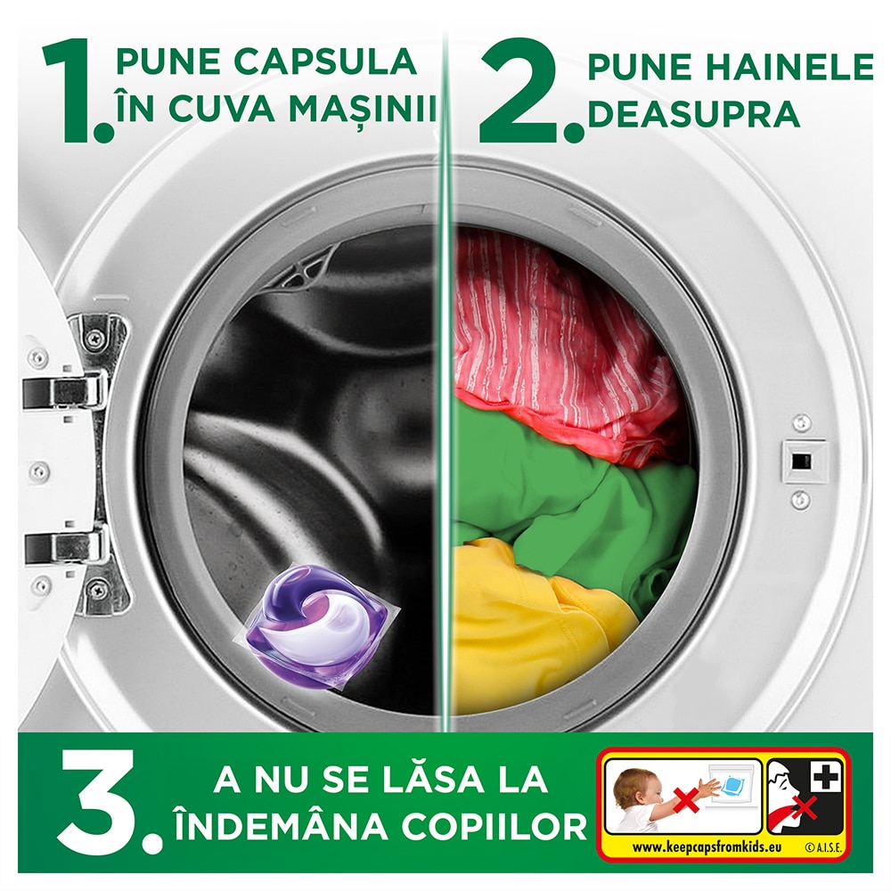 Detergent capsule ARIEL All in One PODS Fresh Breeze of Greek Island, 60 spalari