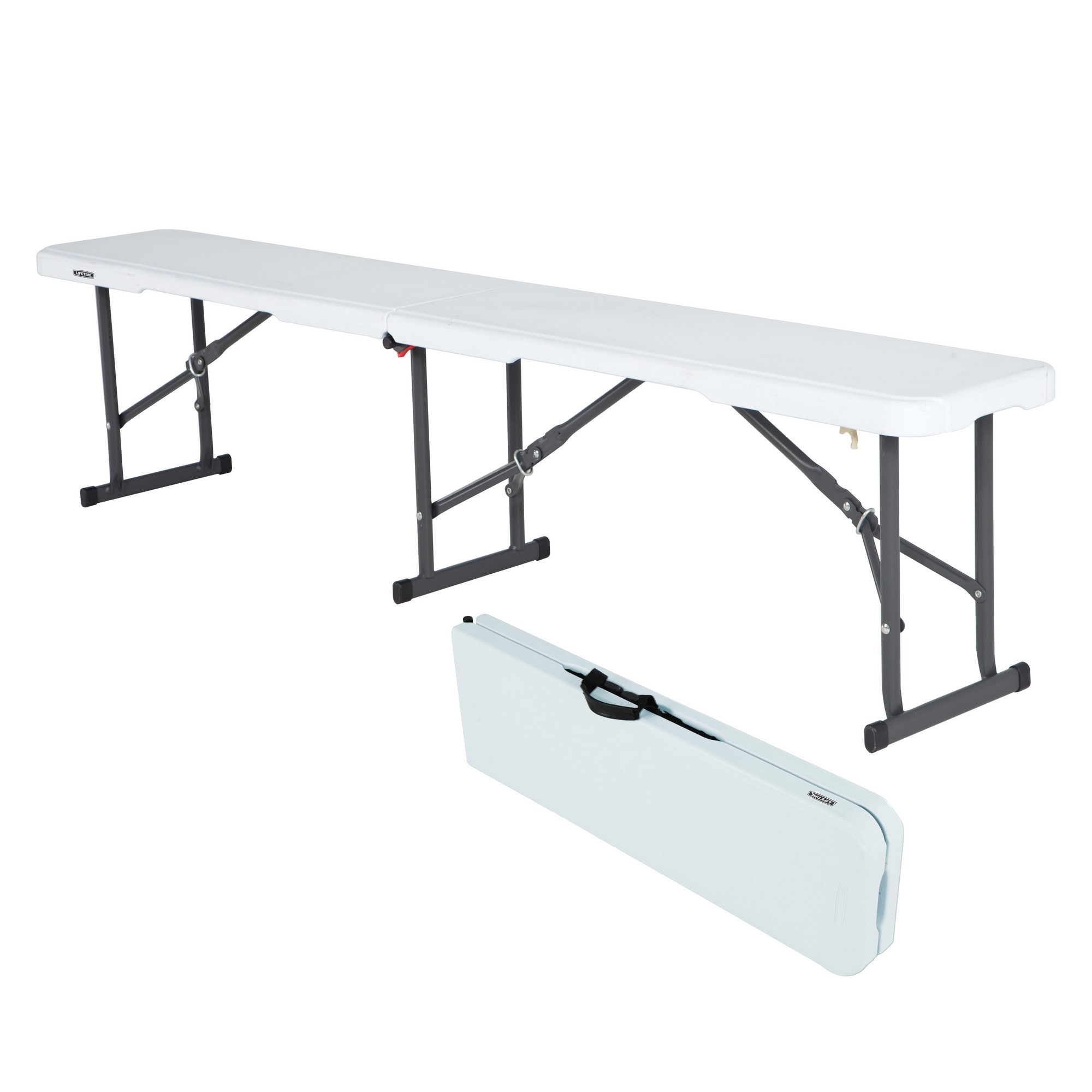 Banca de gradina si terasa Memphis, alb, metalic, pliabila, 182.8 x 42.1 x 29.2 cm