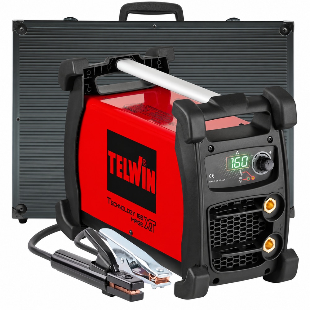 Aparat de sudura invertor TELWIN Technology 186 XT MPGE, MMA/TIG, 160A, valiza aluminiu