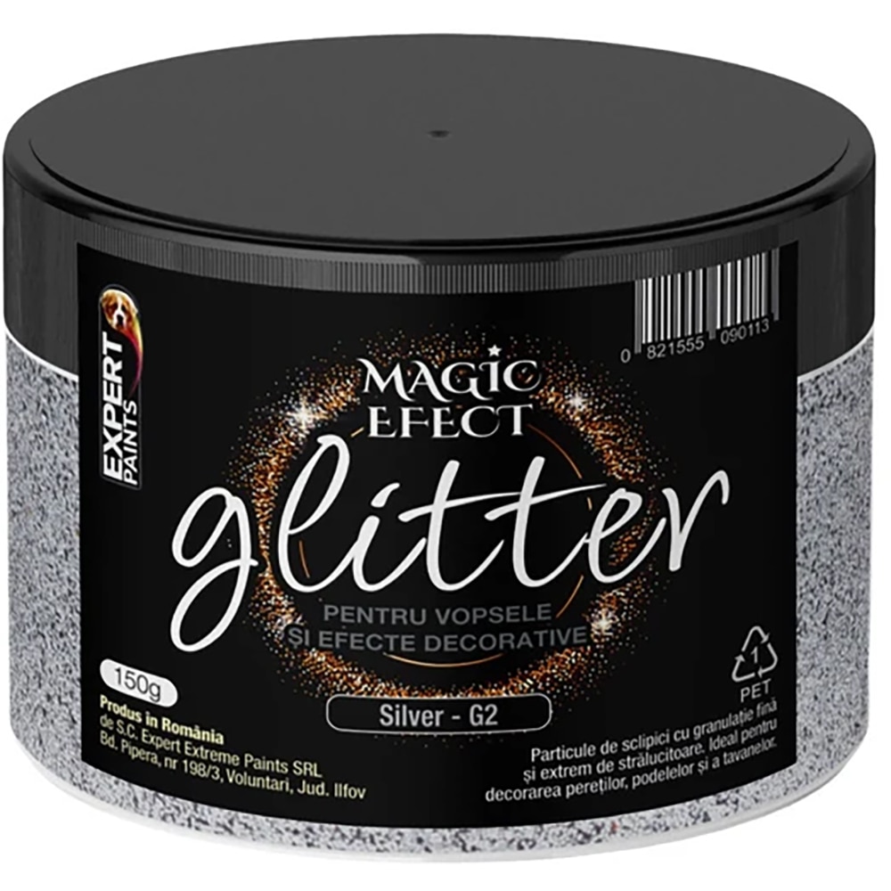 Glitter decorativ EXPERT EXTREME Magic Effect, 150 g, Silver G2, argintiu
