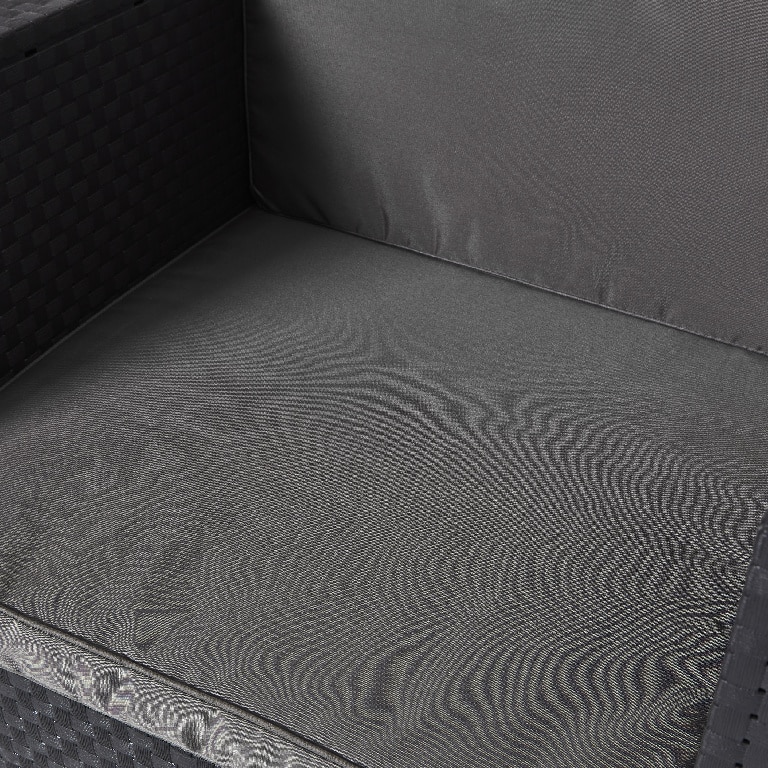 Set mobilier gradina, gri, ratan, 4 persoane, 4 piese, masa + 2 fotolii + canapea, include perne • Blooma Diva