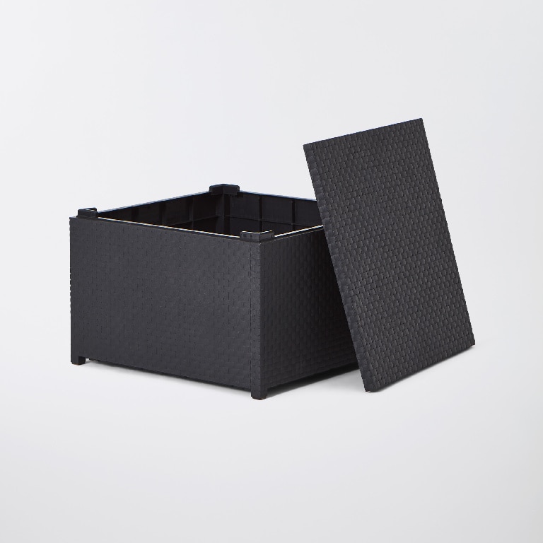 Set mobilier gradina, gri, ratan, 4 persoane, 4 piese, masa + 2 fotolii + canapea, include perne • Blooma Diva