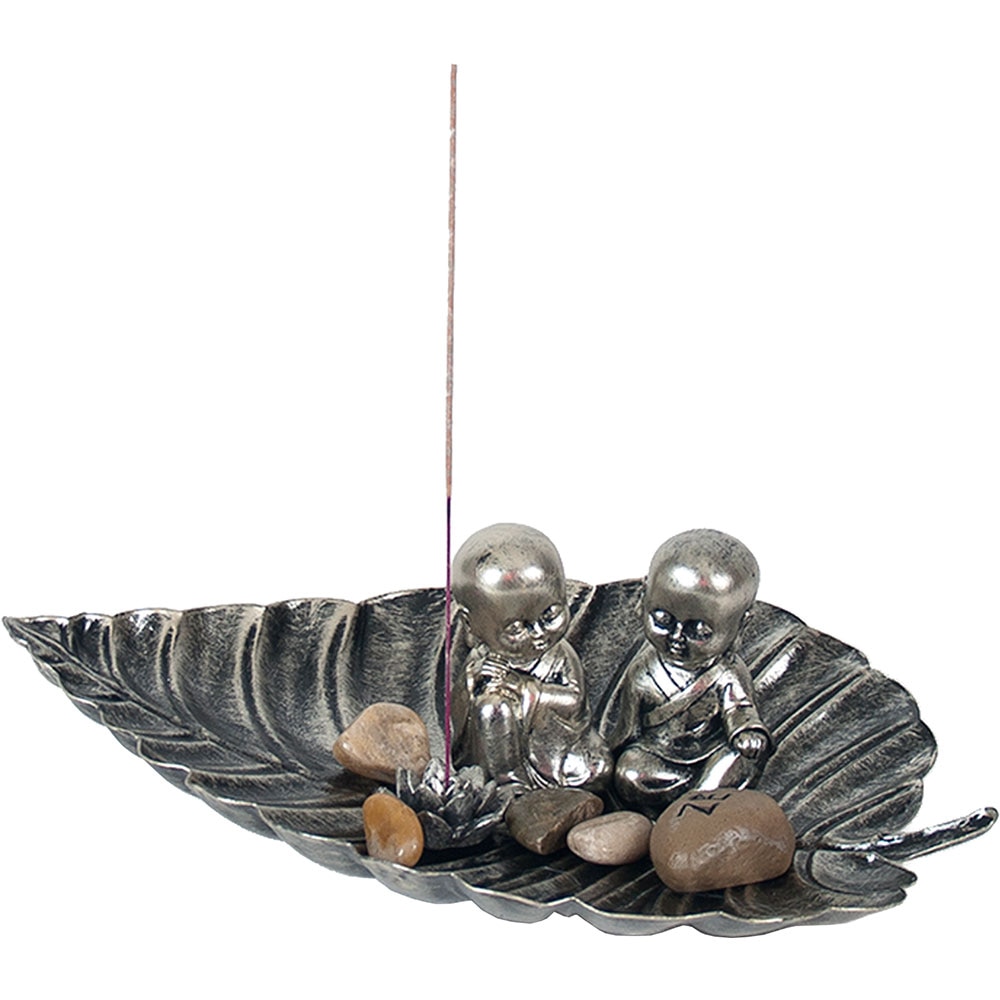 Decoratiune Zen, rasina, 21 x 28 x 8 cm, argintiu